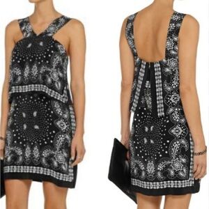 Sandro Black White Bandana Paisley Handkerchief Halter Dress Size 1 Small